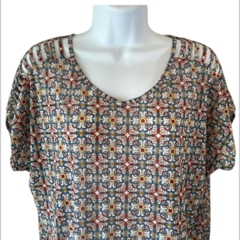 Floral Twee Bohemian 70s Style Amang NY Hippie Blouse - Picture 2 of 7
